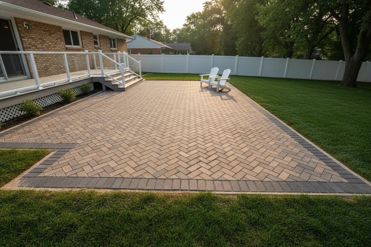 Herringbone ranch paver patio in Troy MI