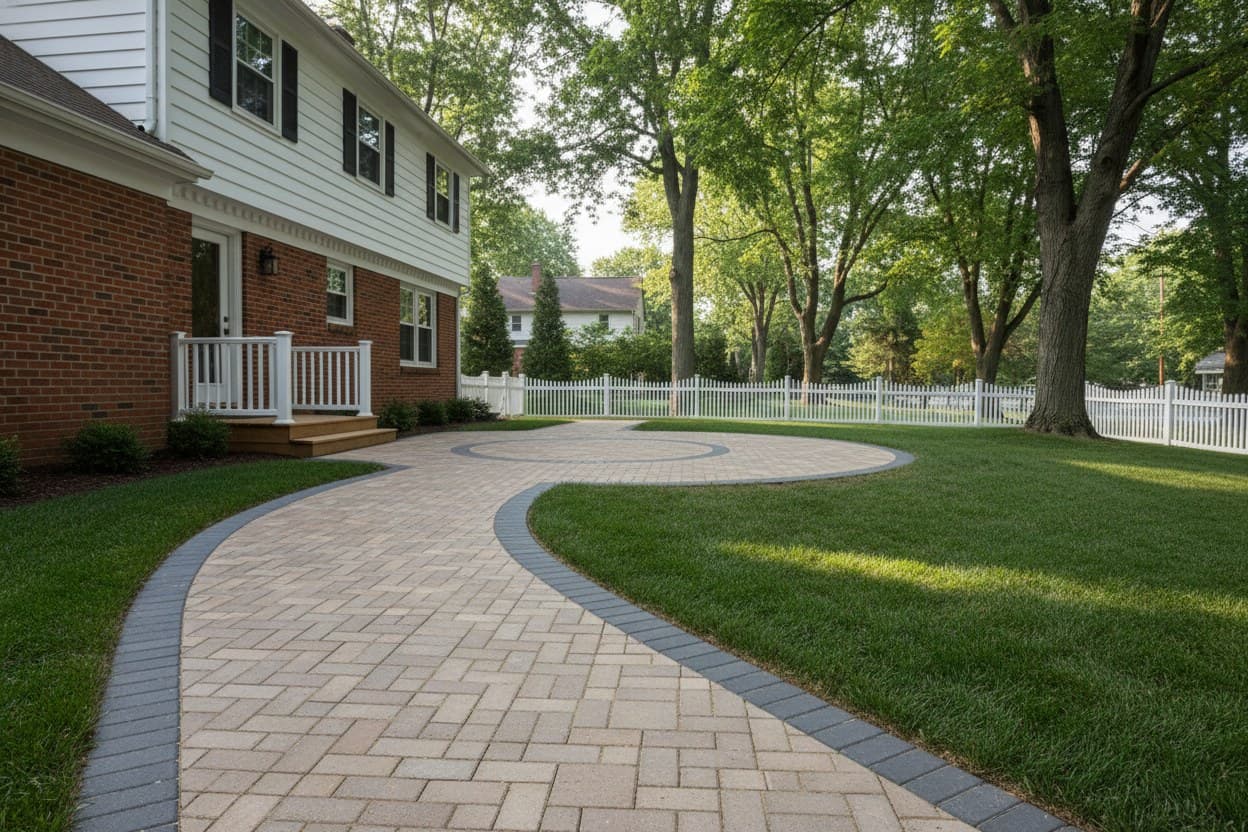 Curved walkway maples paver patio in Troy MI